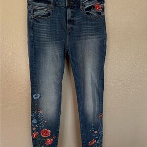 DRIFTWOOD Jackie Blue Skinny Jeans with Floral Embroidery